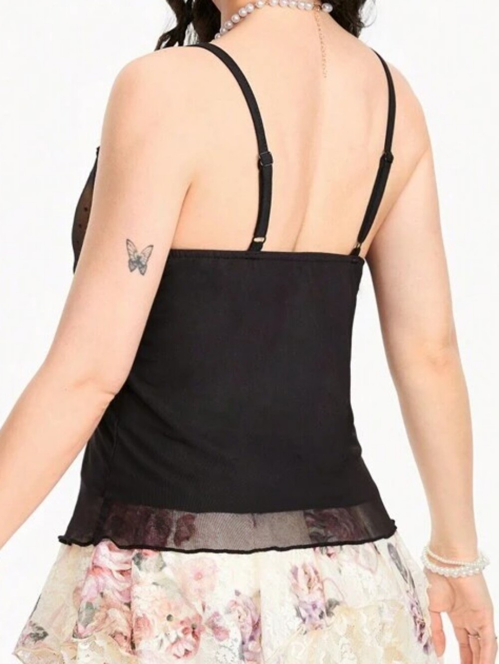 Romwe Fairycore Vintage Palace Virgin Mary Print Contrast Lace Camisole Top M - Picture 2 of 7
